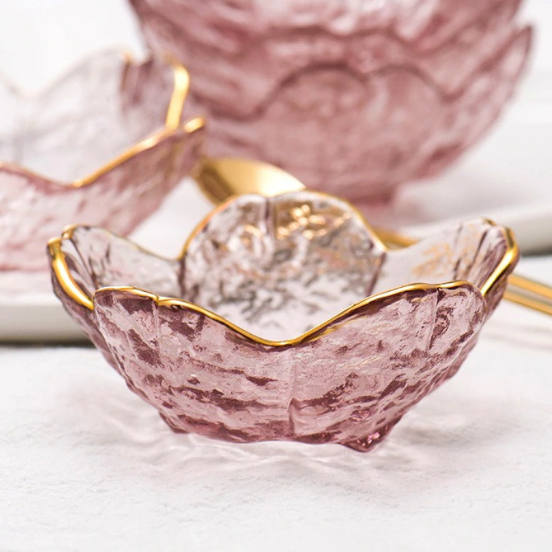 Gold Inlay Sakura Glass Dish Set