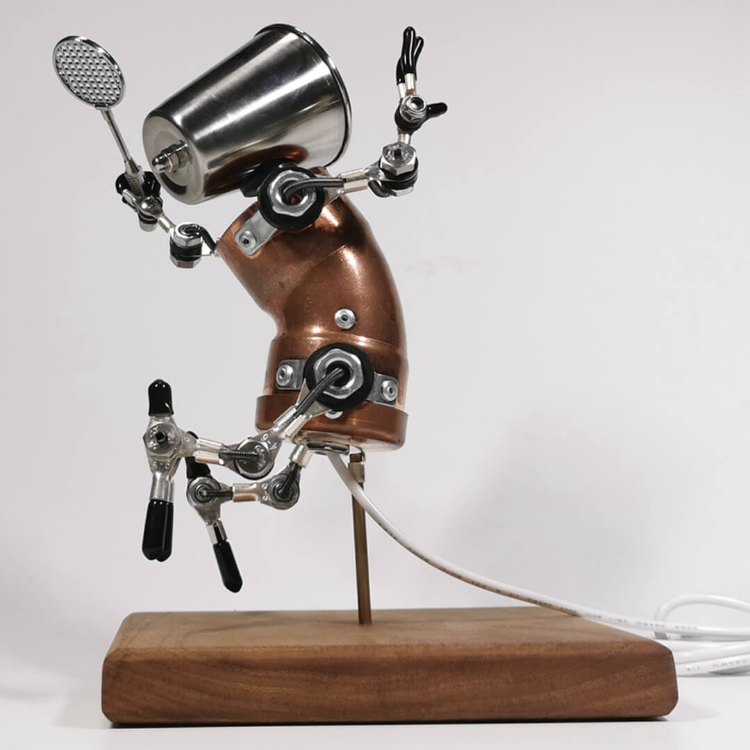 Steampunk-Badminton-Roboter-Lampe