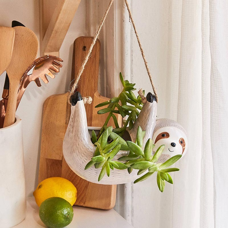 Ceramic Hanging Sloth Plant Pot