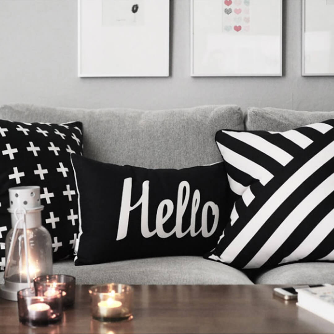 Hello Print Minimalist Pillow Cover