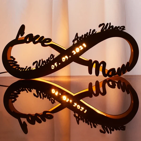 Custom Infinity Engraved Wood Lamp