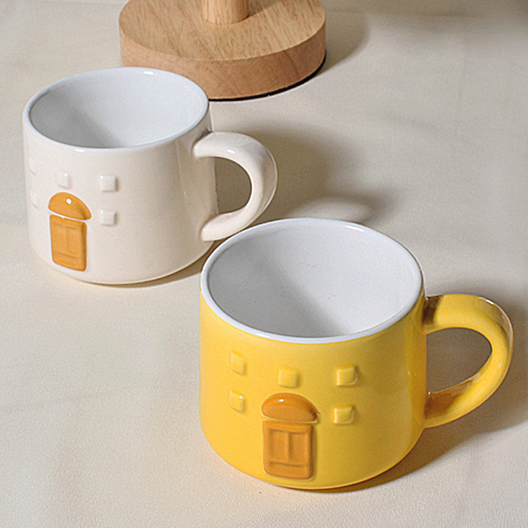 Creative Cute Snow House Mug with Saucer
