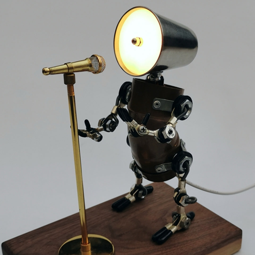 Lampada robot cantante punk in metallo stile industriale