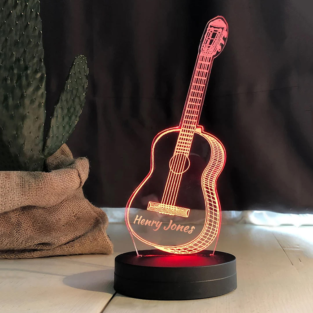 Custom Acrylic Guitar Photo Lettering Night Light