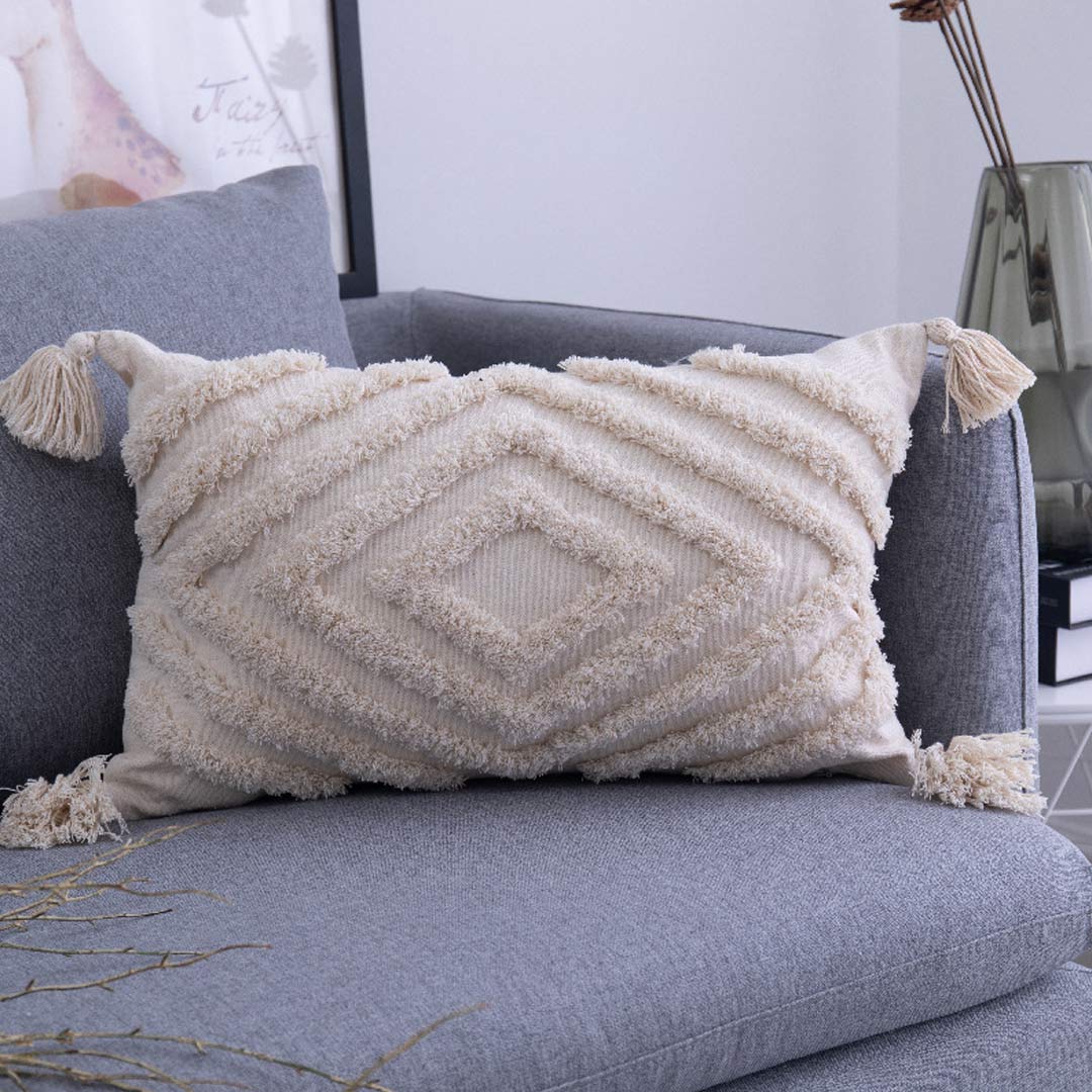 Housse de coussin en macramé Boho avec glands