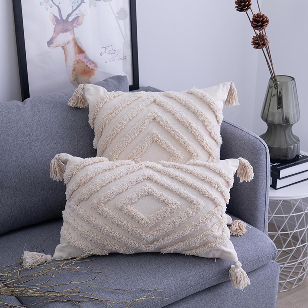 Housse de coussin en macramé Boho avec glands