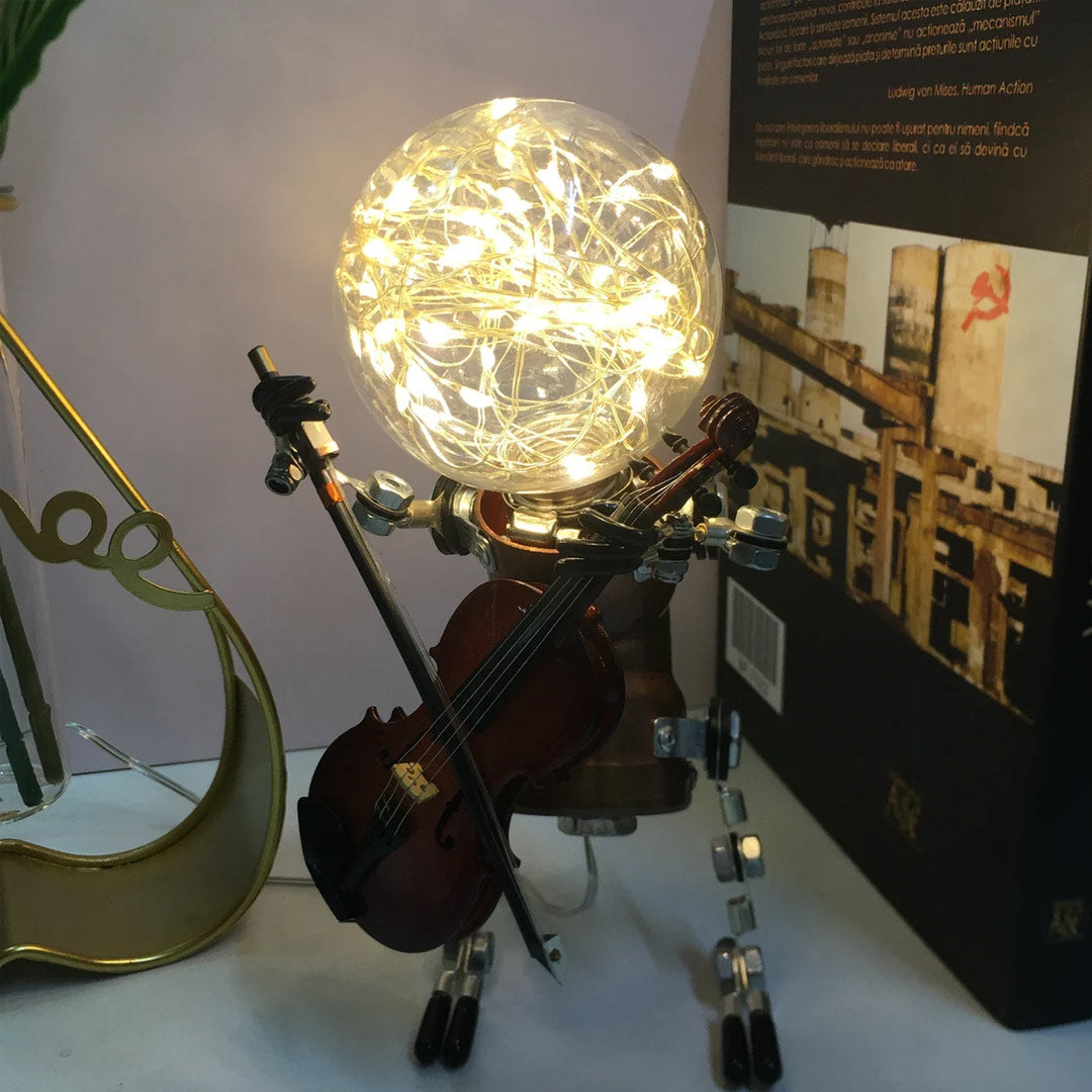 Robot Steampunk con luz nocturna de estrellas lindas