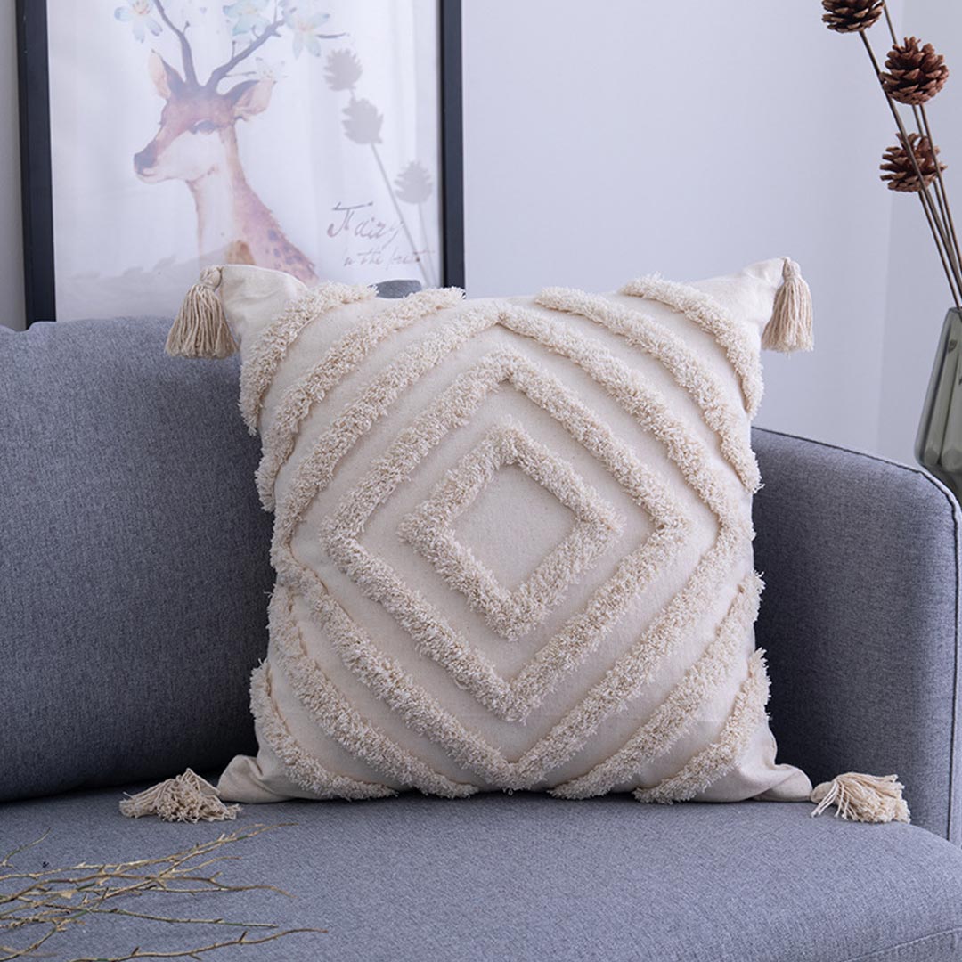 Housse de coussin en macramé Boho avec glands