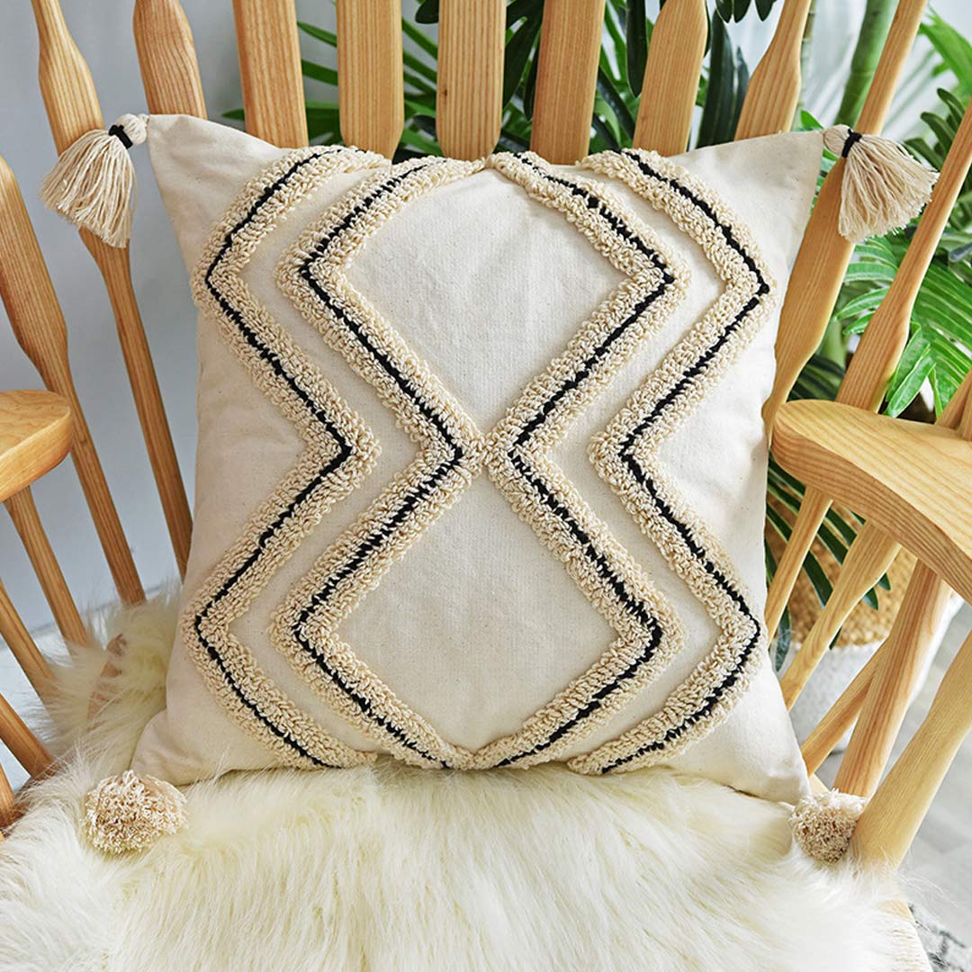 Housse de coussin en macramé Boho avec glands