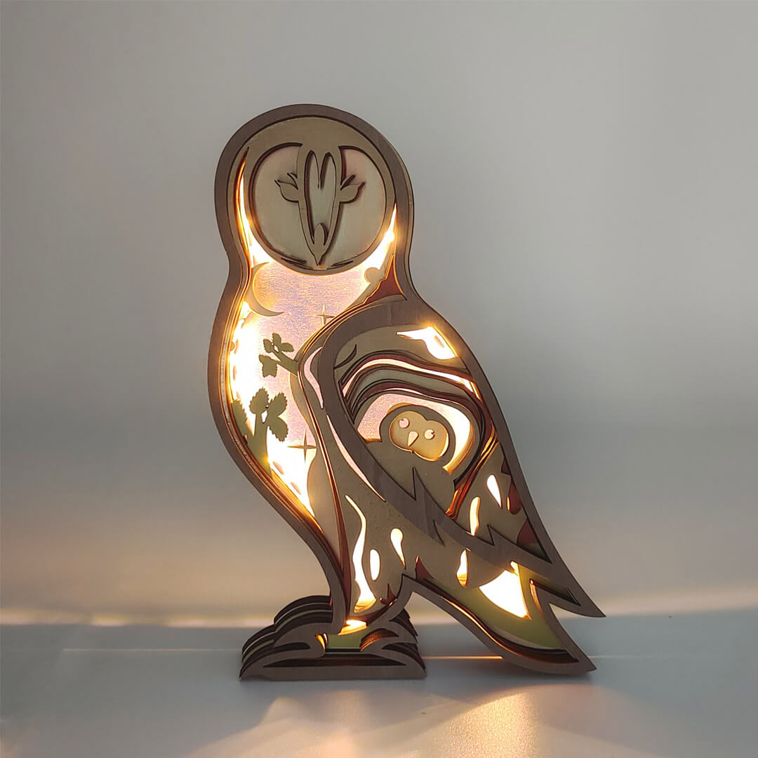 3D Wooden Owl Carving Handcraft