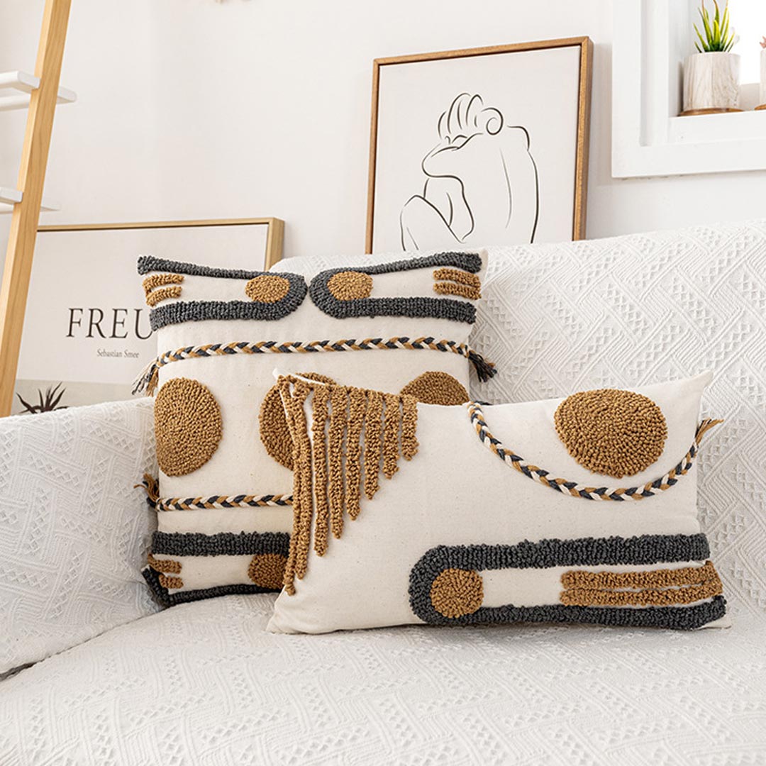 Housse de coussin en macramé Boho avec glands