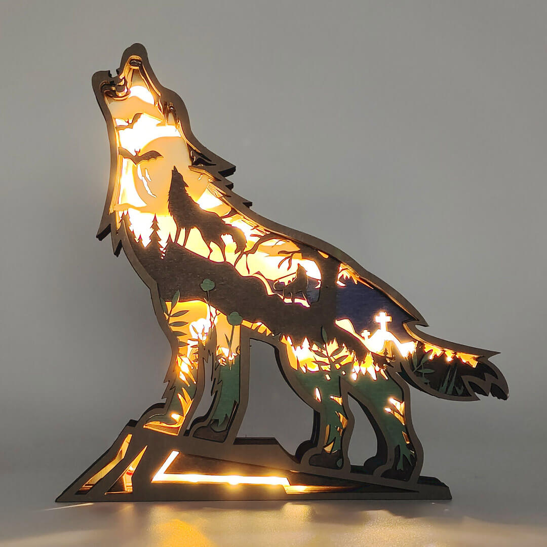 3D Wooden Running Fox Carving Handcraft