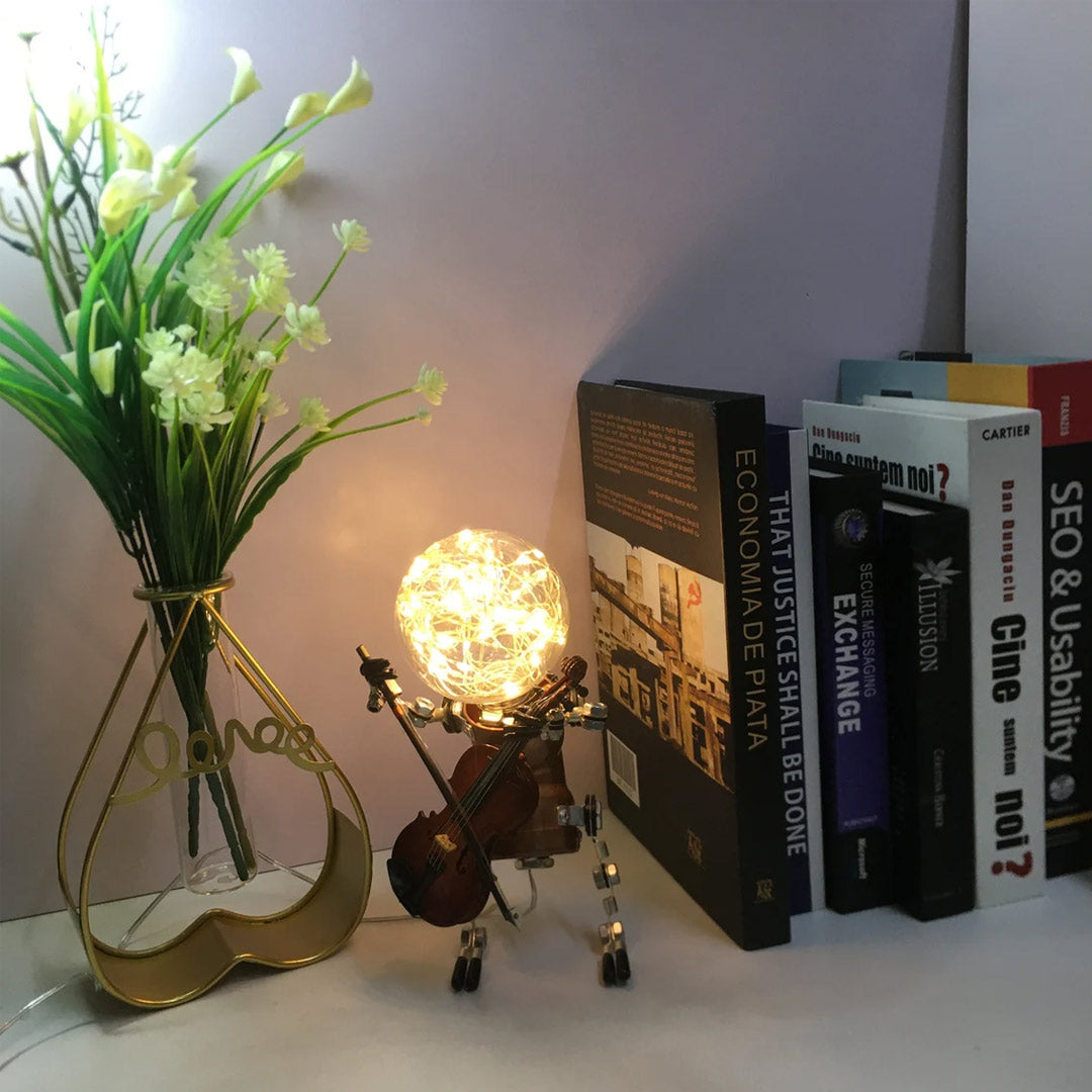 Robot Steampunk con luz nocturna de estrellas lindas