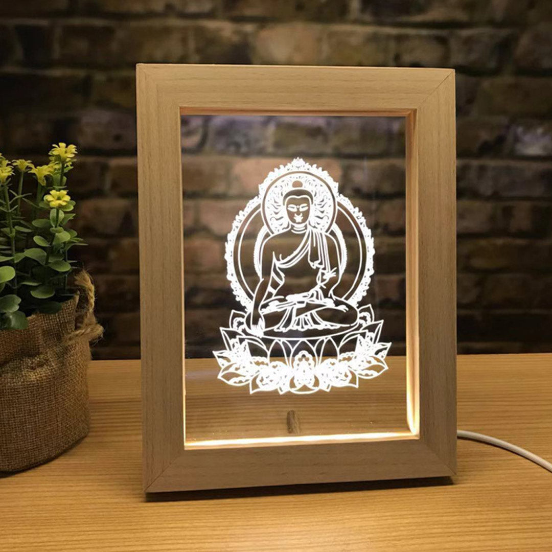 Lampada 3D con foto personalizzata con cornice in legno