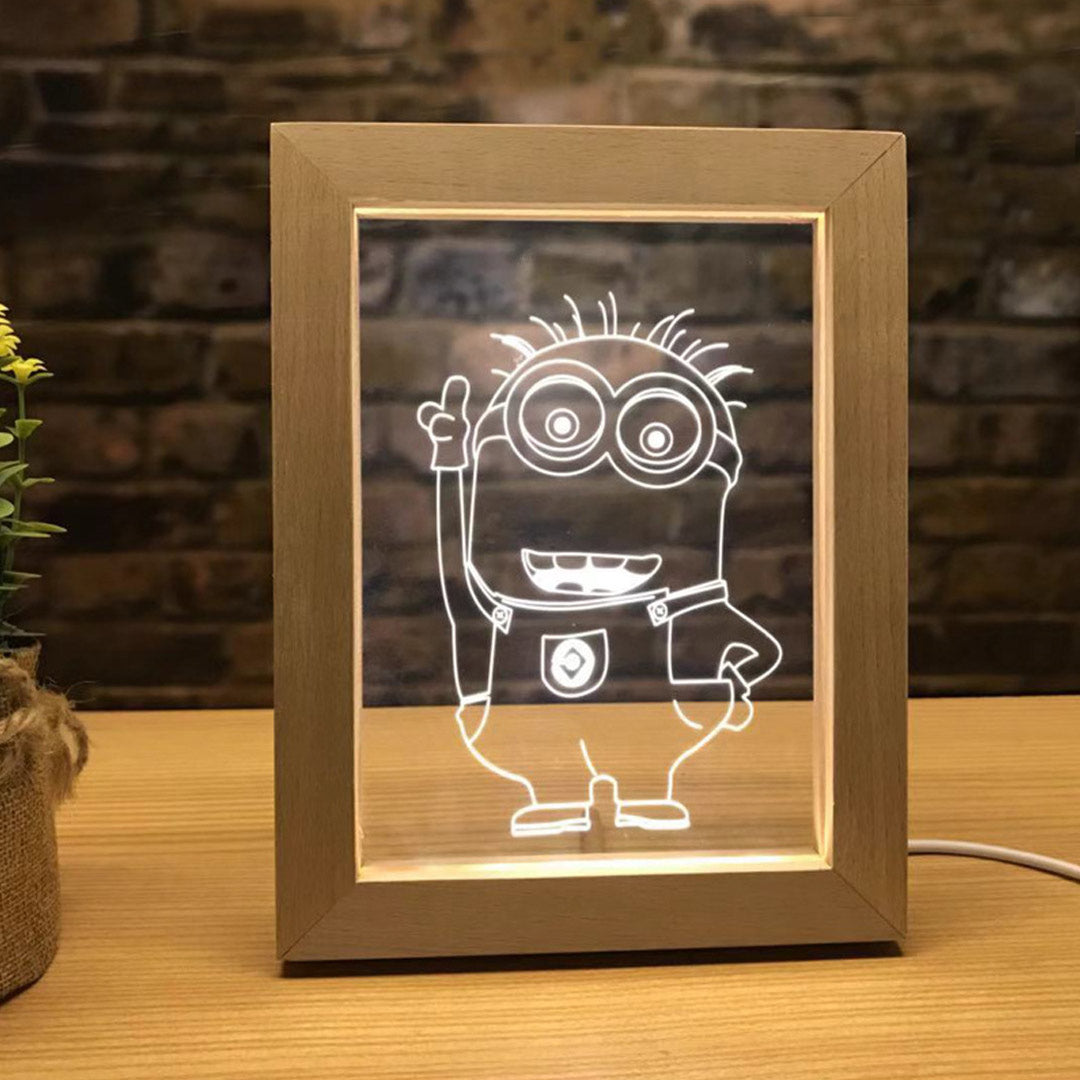 Marco de madera Foto personalizada Lámpara 3D