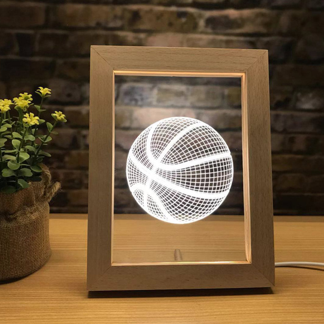 Marco de madera Foto personalizada Lámpara 3D
