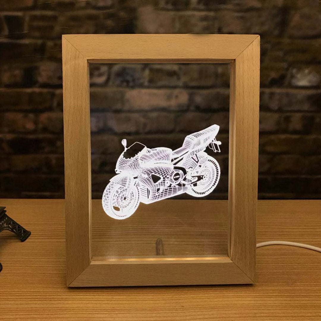 Lampada 3D con foto personalizzata con cornice in legno