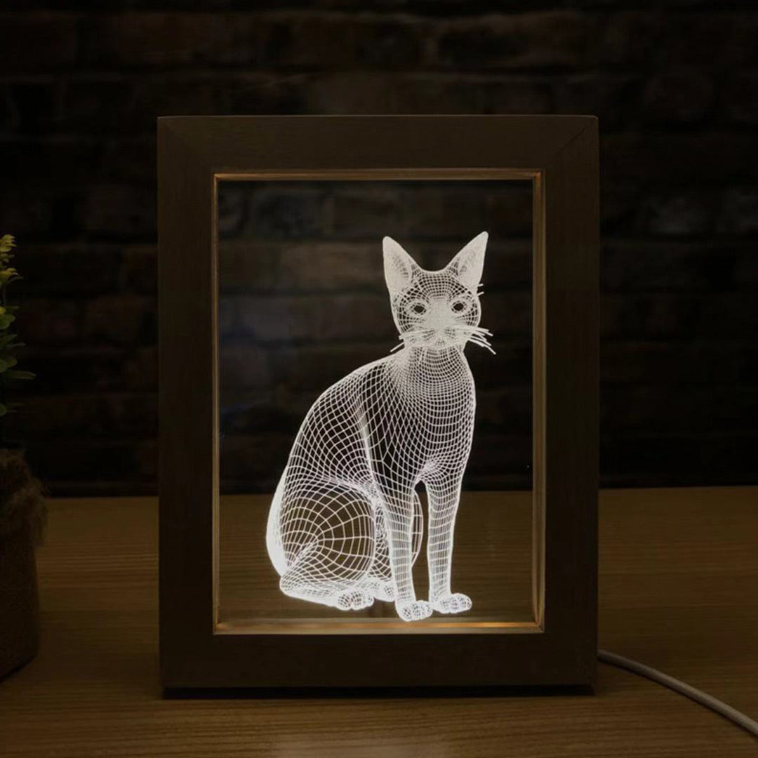 Lampada 3D con foto personalizzata con cornice in legno