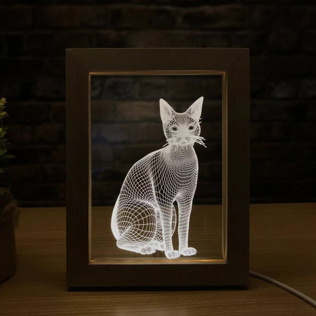Marco de madera Foto personalizada Lámpara 3D