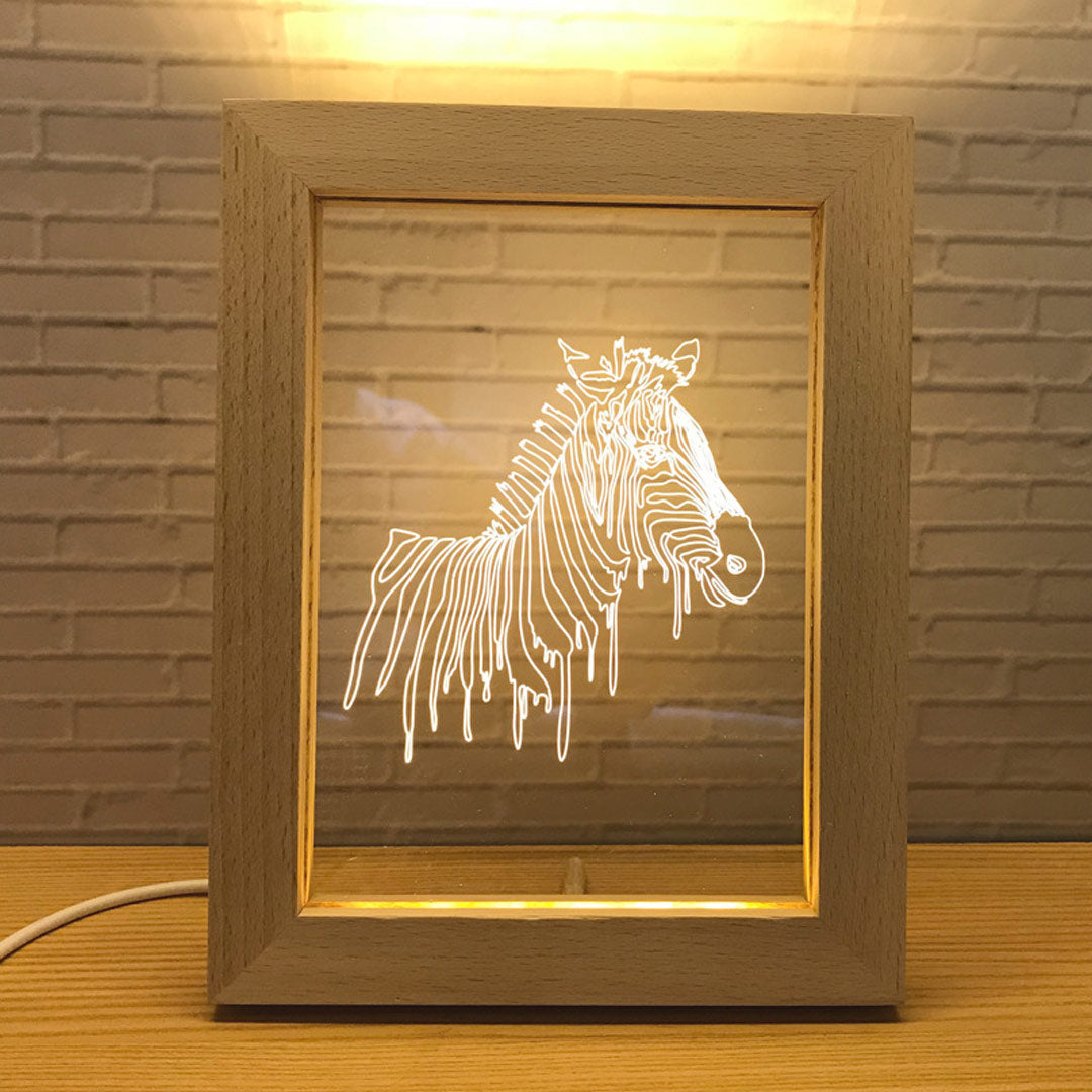 Marco de madera Foto personalizada Lámpara 3D