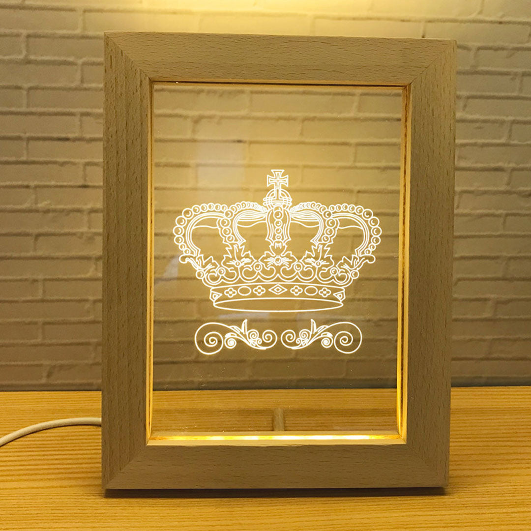 Marco de madera Foto personalizada Lámpara 3D