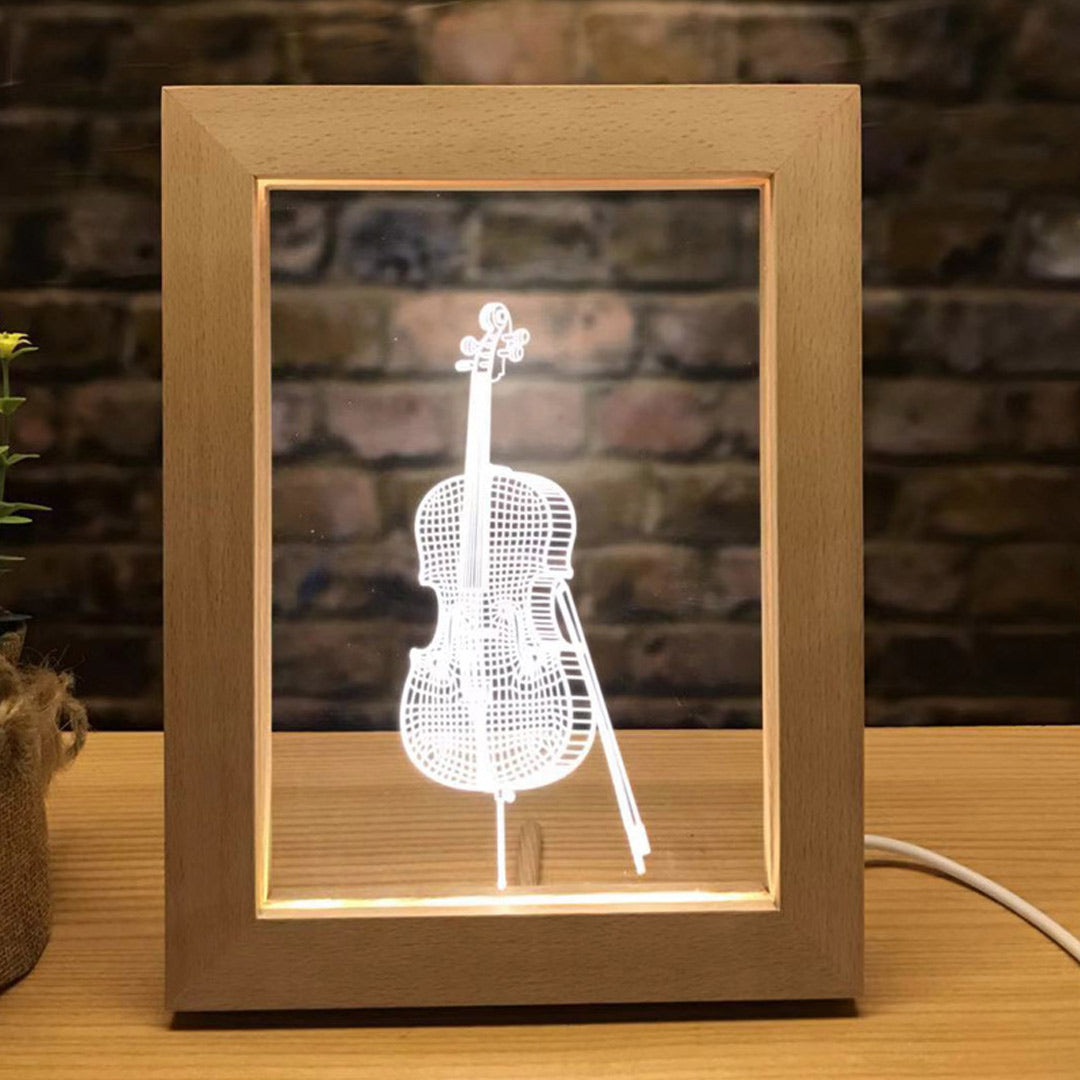 Lampada 3D con foto personalizzata con cornice in legno