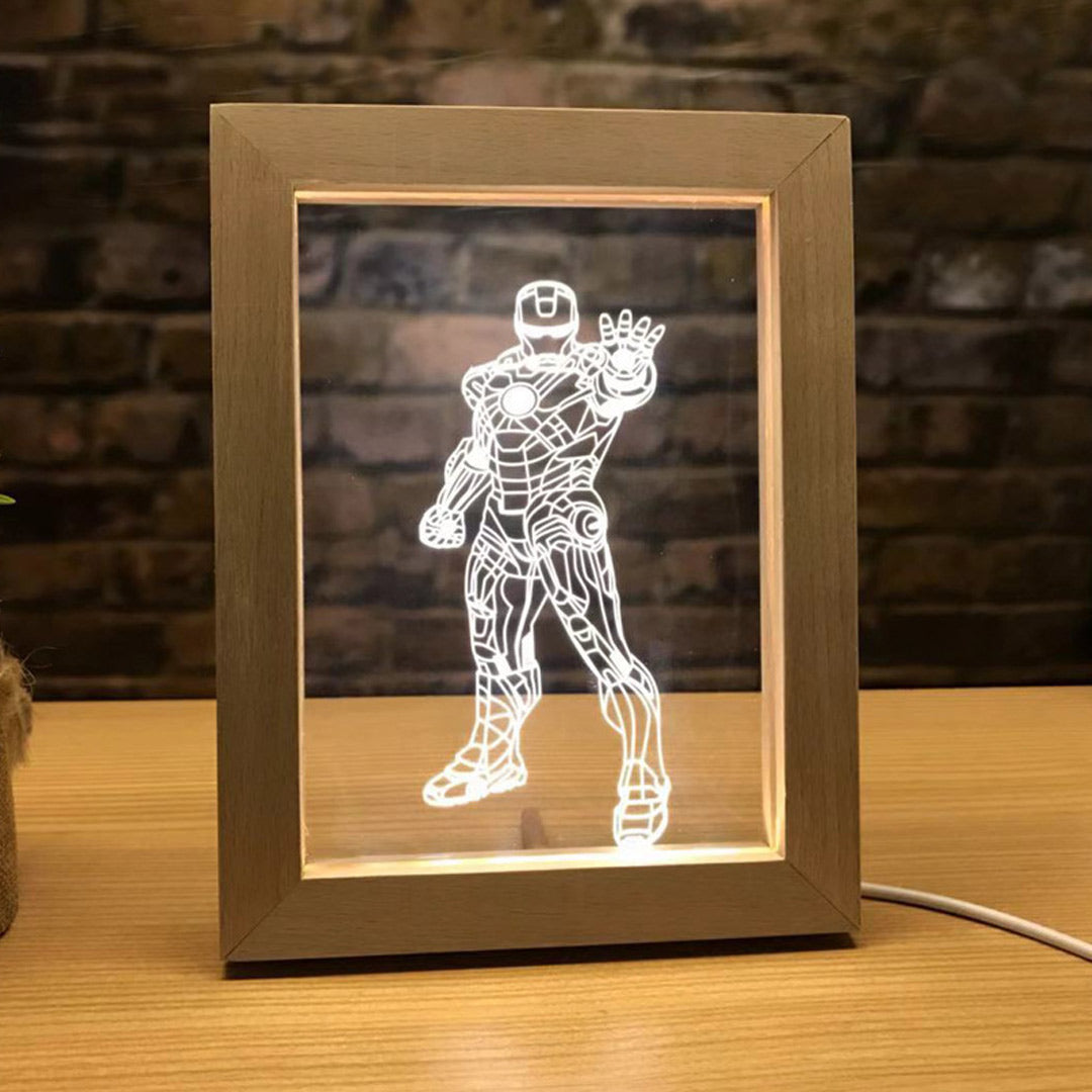 Lampada 3D con foto personalizzata con cornice in legno