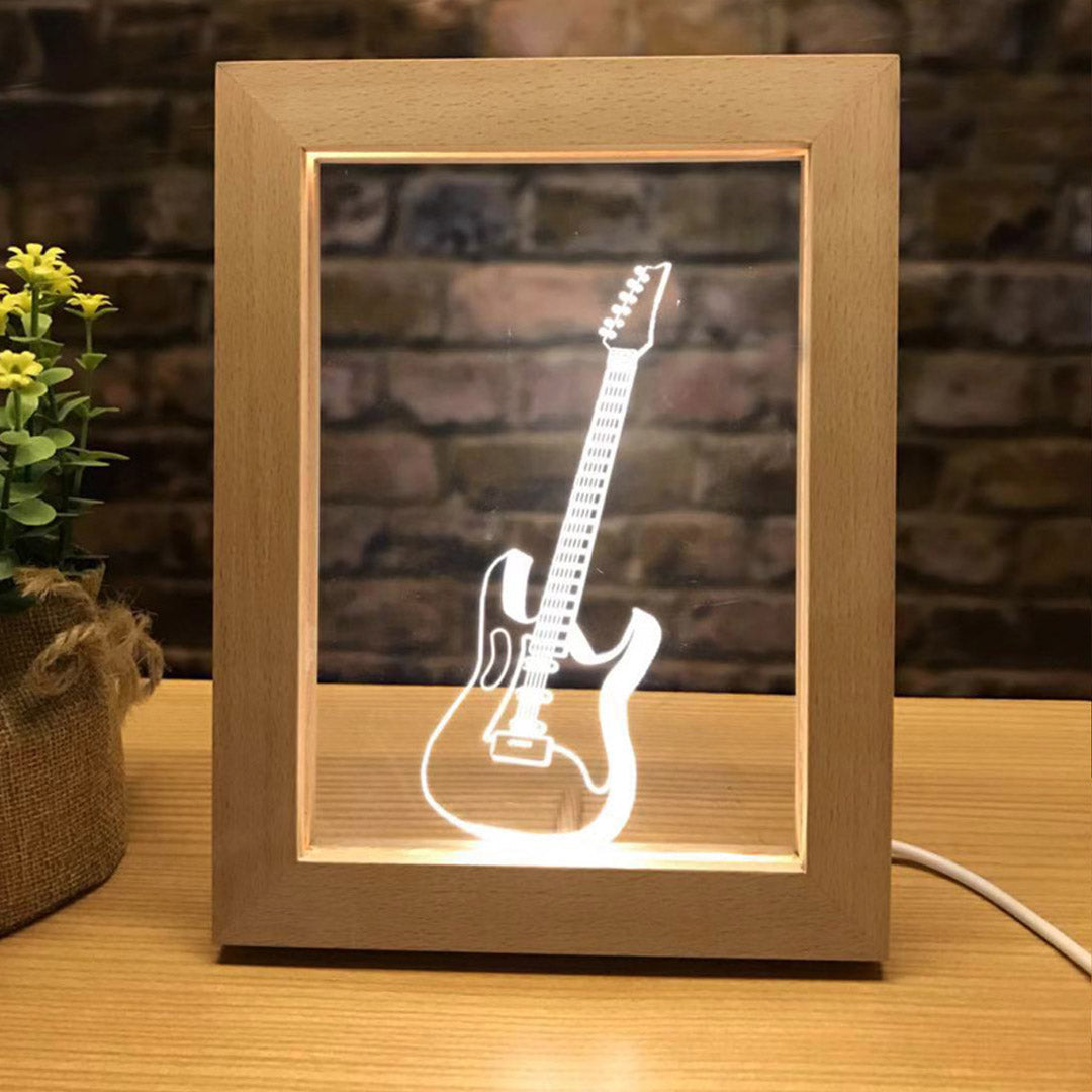 Marco de madera Foto personalizada Lámpara 3D