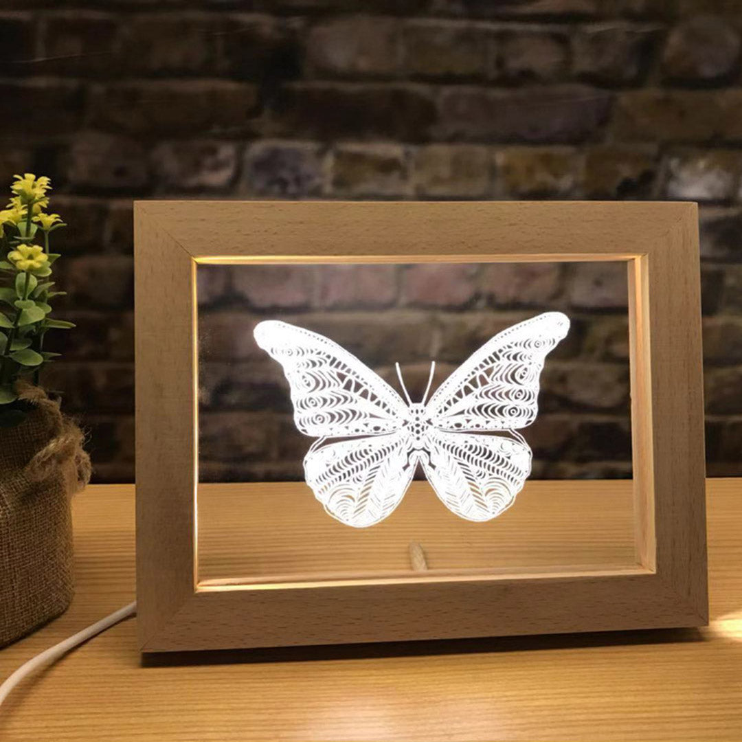 Lampada 3D con foto personalizzata con cornice in legno