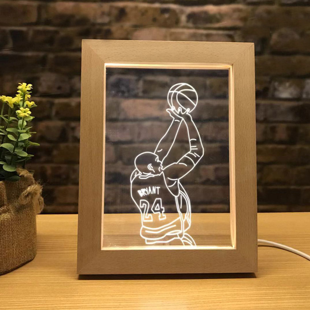 Marco de madera Foto personalizada Lámpara 3D