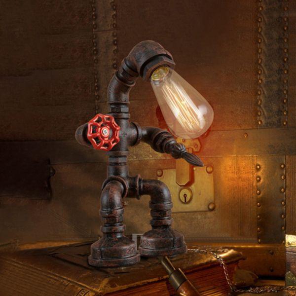 Robot Steampunk Desk Lamp With Outlet