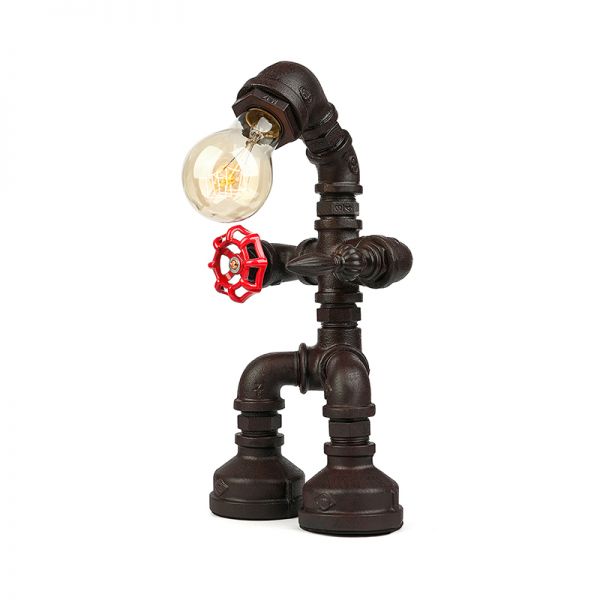 Roboter-Steampunk-Schreibtischlampe mit Steckdose