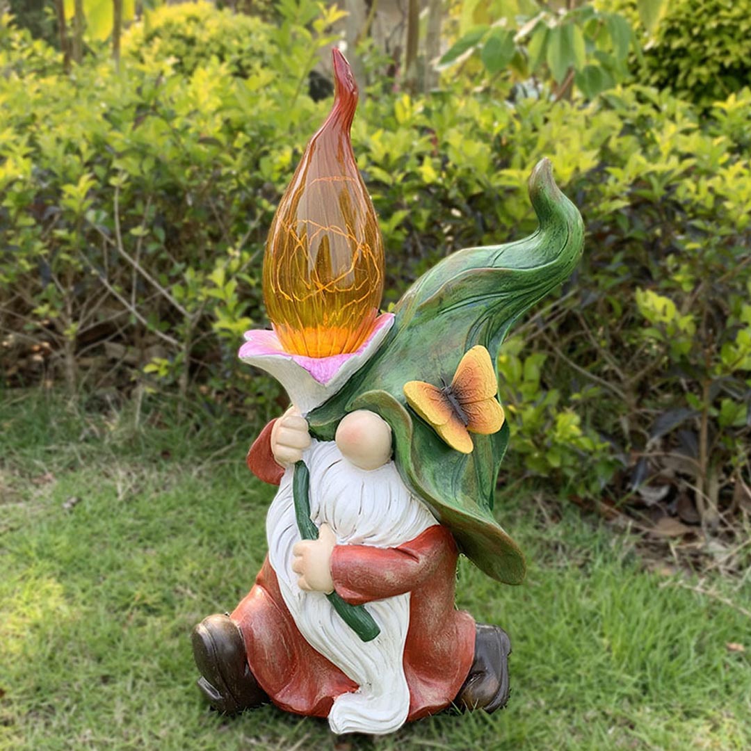 Solar Garden Gnome Statue