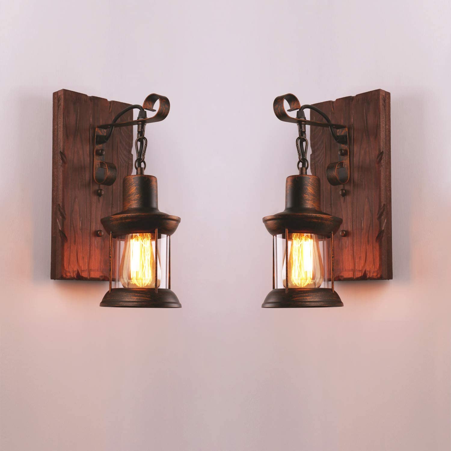 Industrial Retro Wooden Wall Sconces