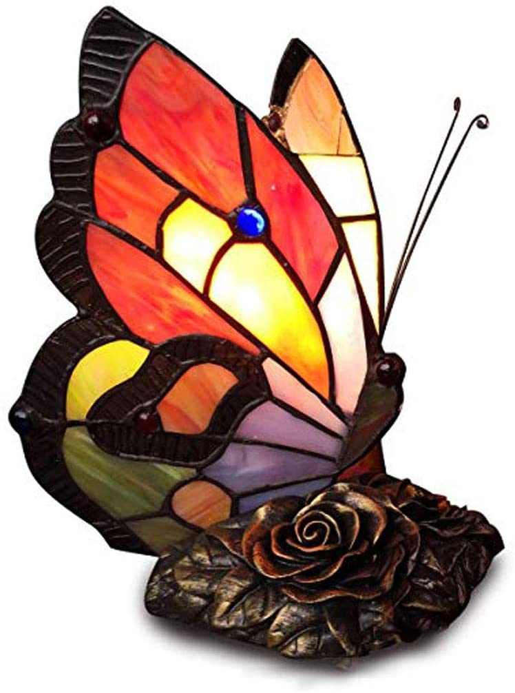 Lámpara de mariposa de vidrieras