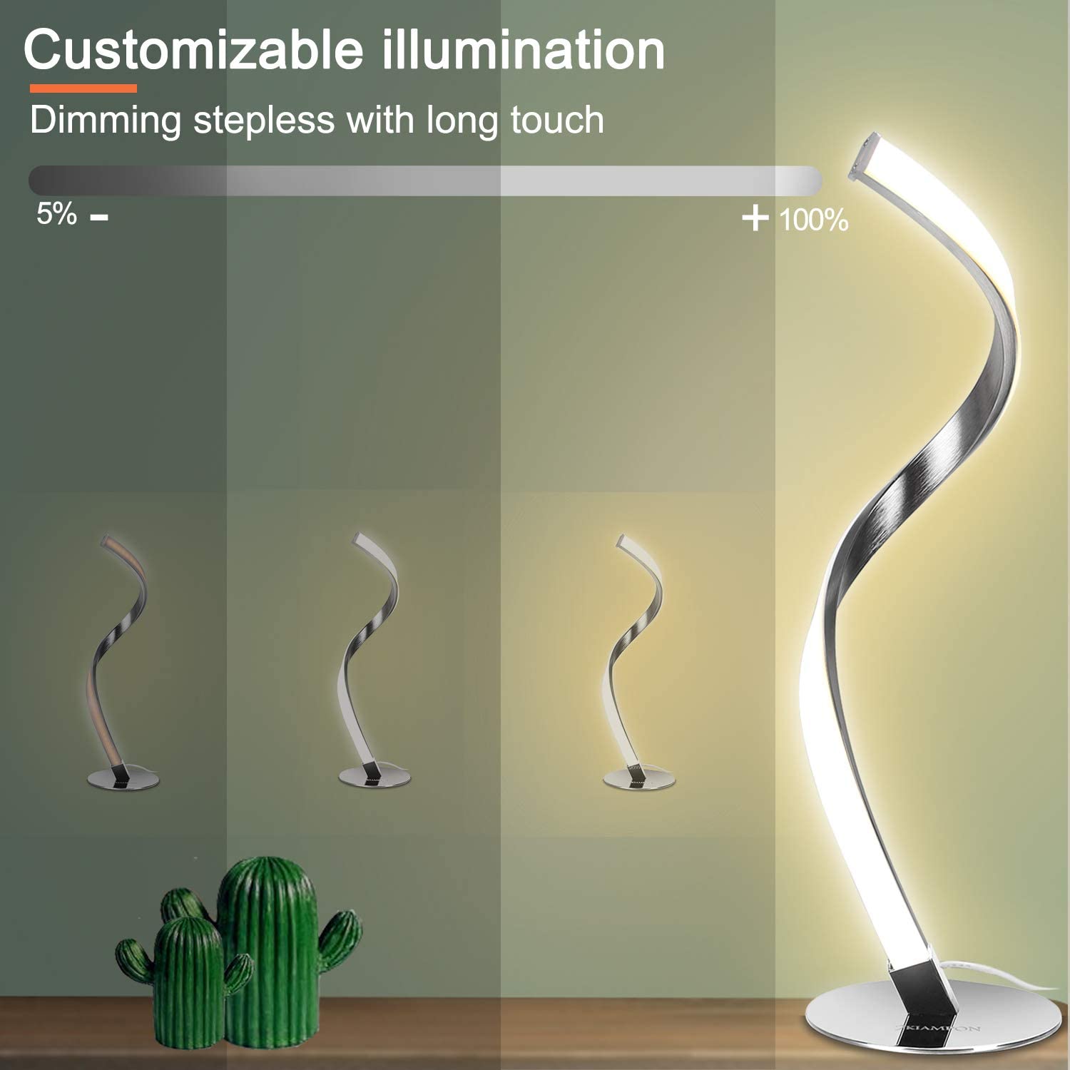 Lámpara espiral LED con curvas