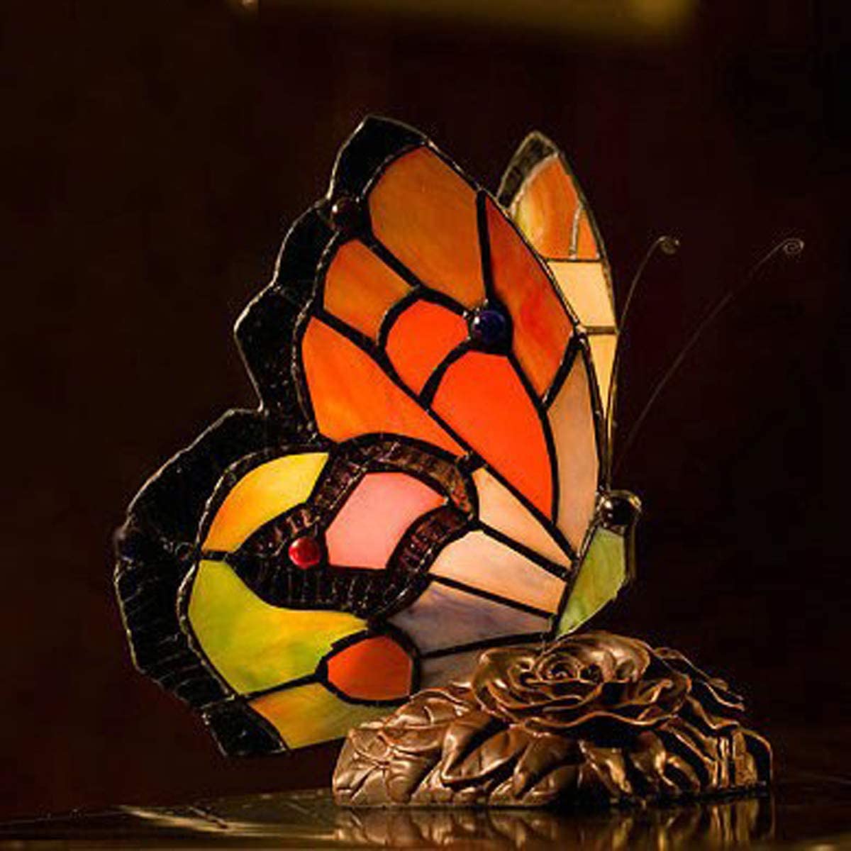 Lámpara de mariposa de vidrieras