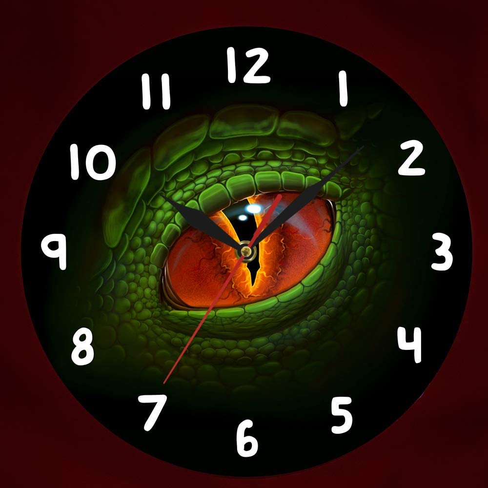 Grüne Dinosaurier-Augen-Wanduhr
