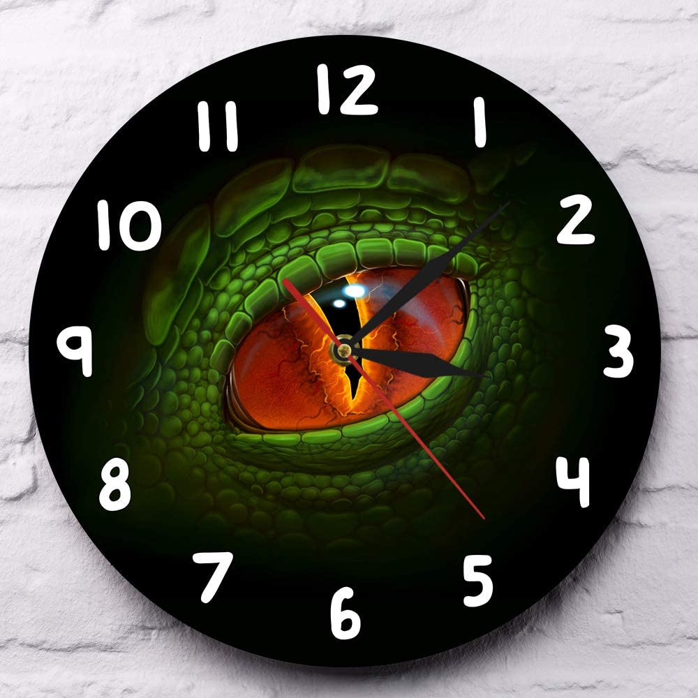 Grüne Dinosaurier-Augen-Wanduhr