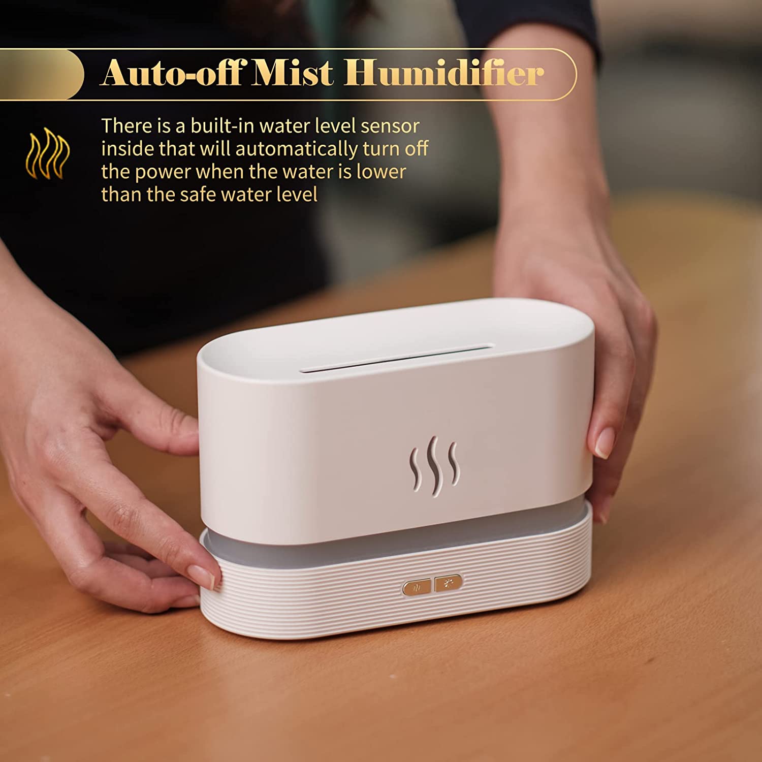 Diffuseur d'aromathérapie d'humidificateur d'air de brouillard de lumière de nuit de flamme de simulation