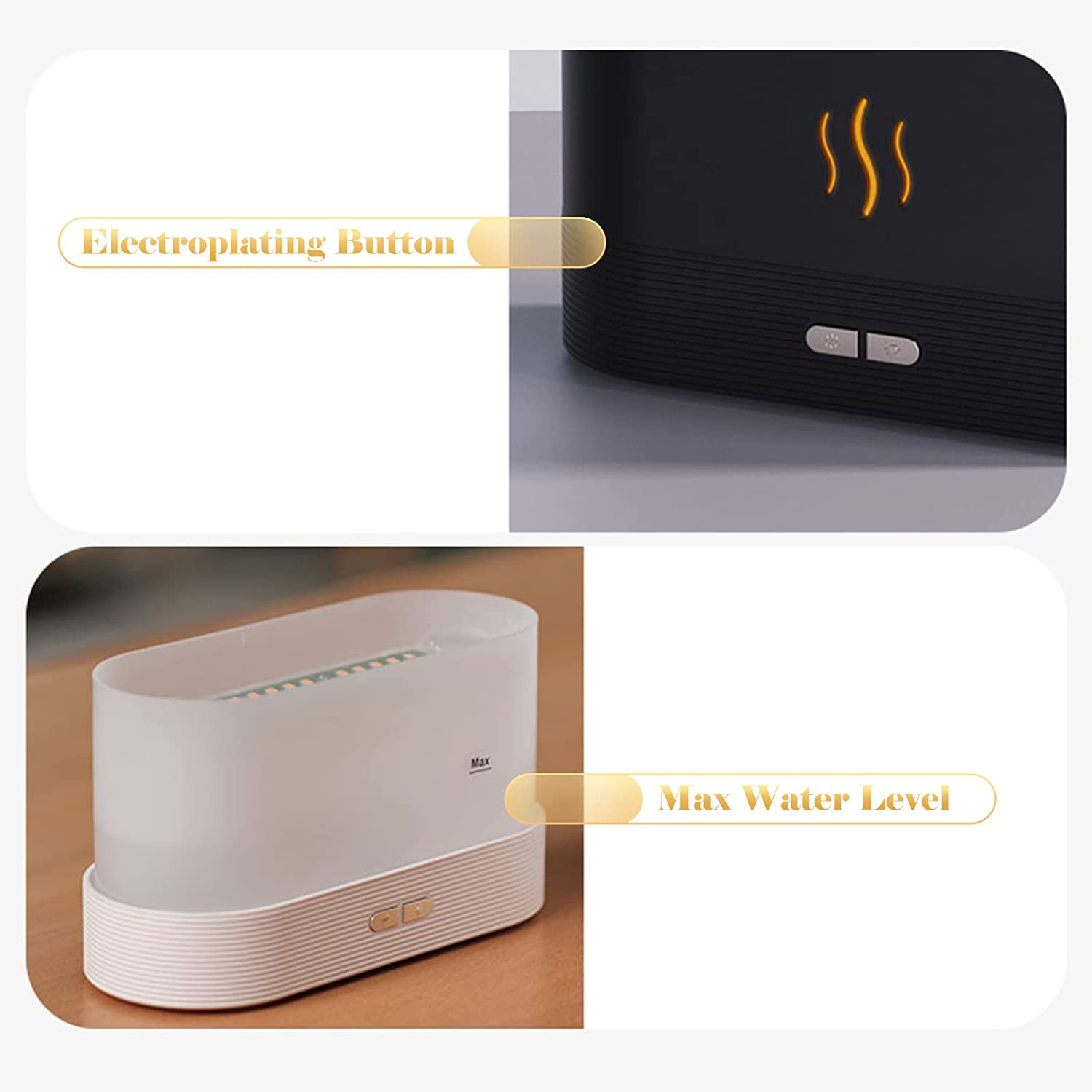 Diffuseur d'aromathérapie d'humidificateur d'air de brouillard de lumière de nuit de flamme de simulation