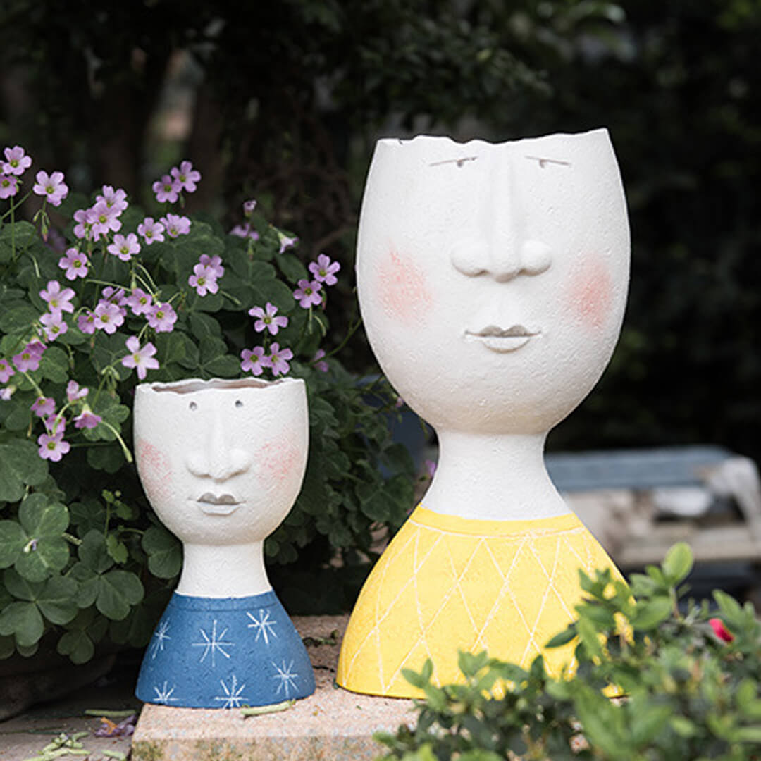 Arte ritratto di famiglia scultura vaso di fiori