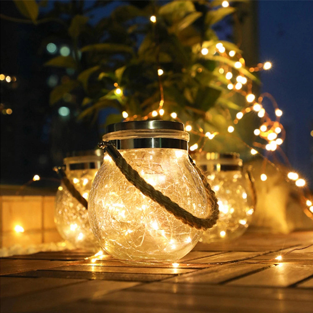Solar Starry Fairy Glass Mason Jar Lantern
