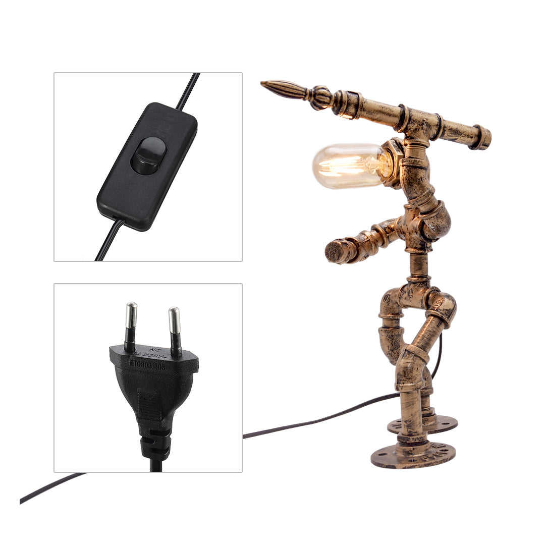 Throwing Punk Industrial Pipe Robot Table Lamp