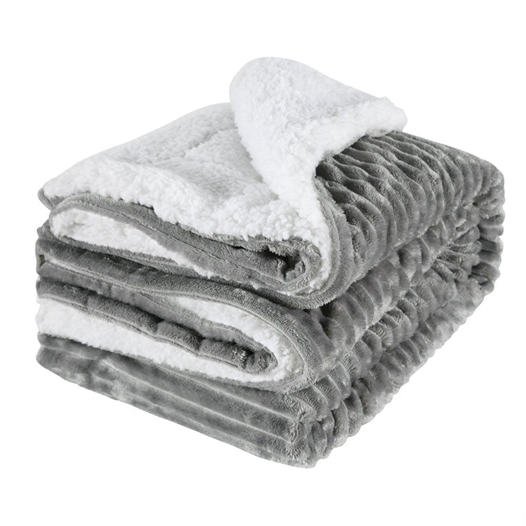 Gestreifte Sherpa-Fleece-Decke