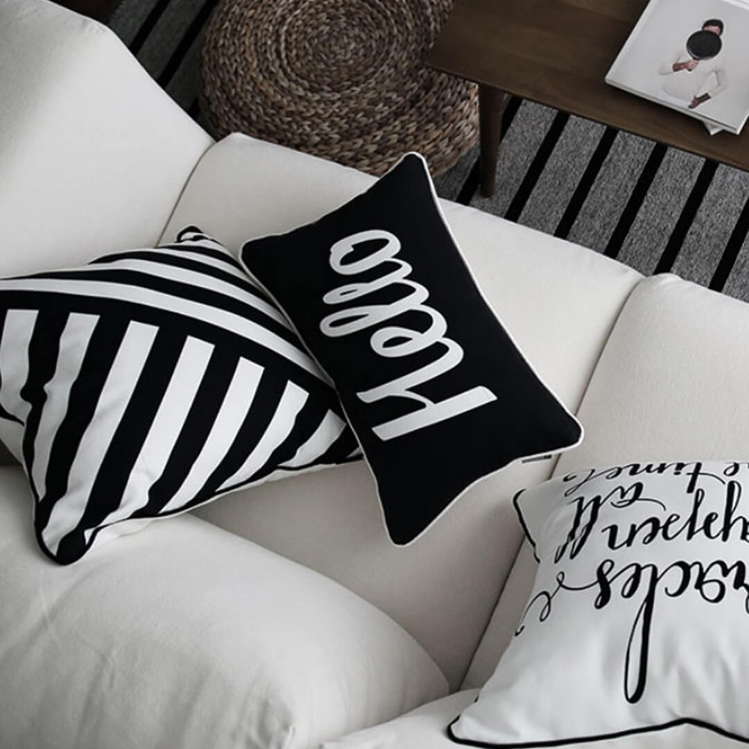 Hello Print Minimalist Pillow Cover