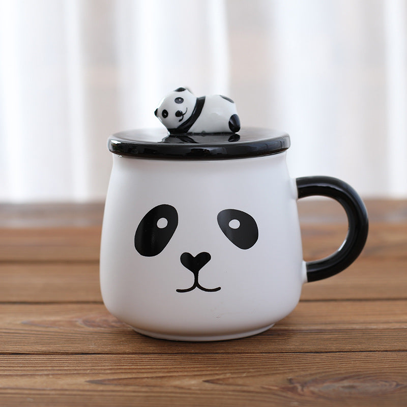 Taza de café Panda con tapa y cuchara