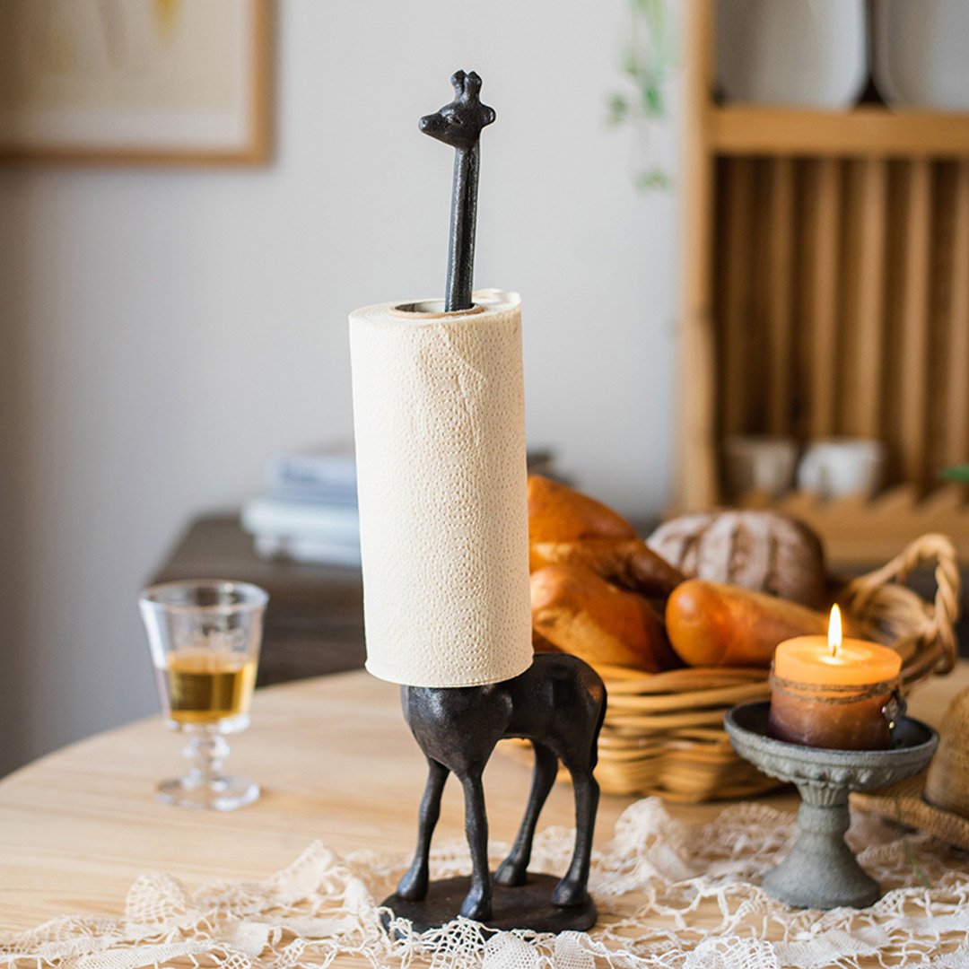 Porte-serviettes en papier girafe en fonte