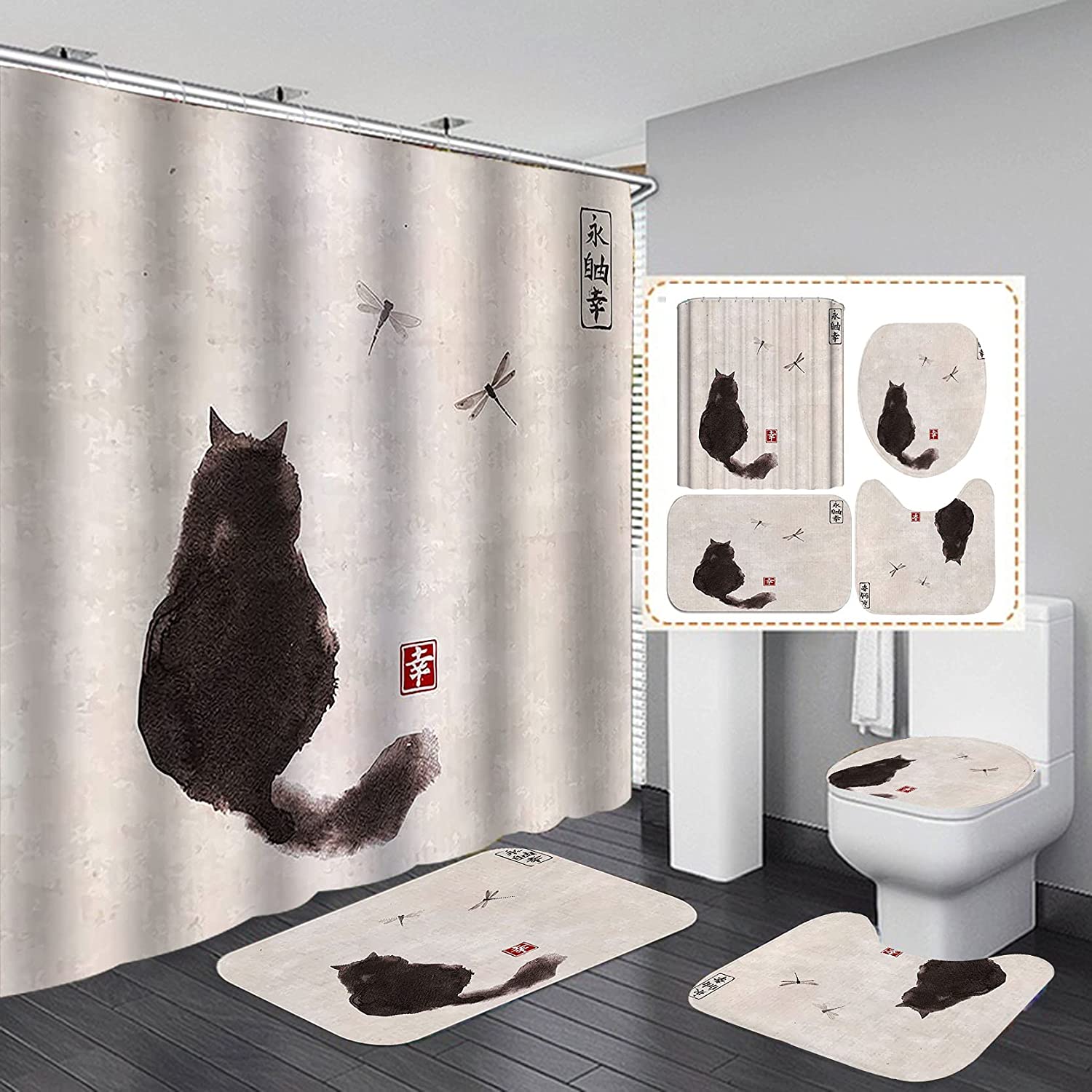 Funny 3D Dinosaur Shower Curtain Set