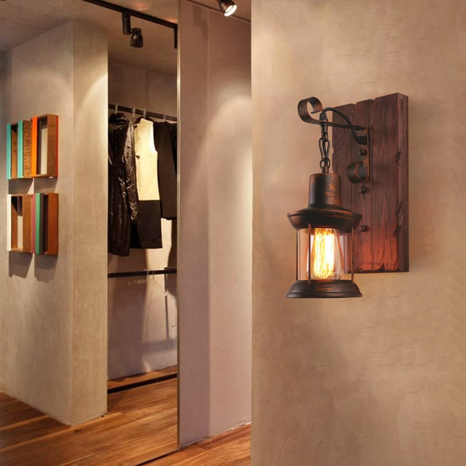 Industrial Retro Wooden Wall Sconces